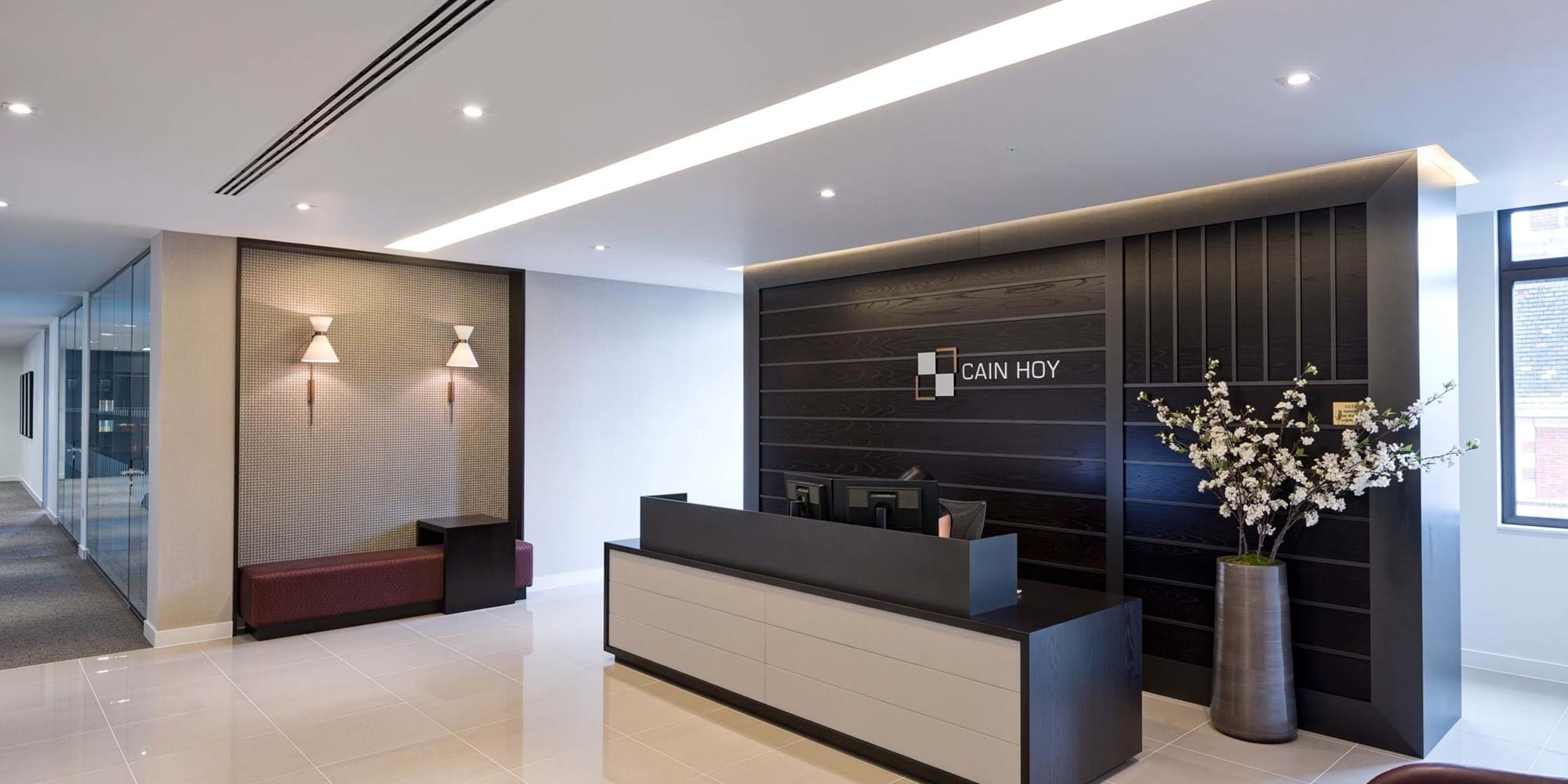 Modus Workspace office design, fit out and refurbishment - Cain Hoy - Reception - Cain Hoy 01 web site.jpg