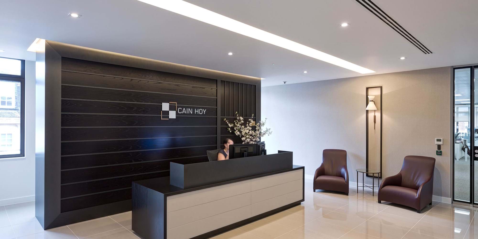 Modus Workspace office design, fit out and refurbishment - Cain Hoy - Reception - Cain Hoy 02 web site.jpg